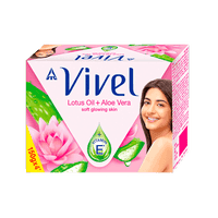 Vivel Lotus Oil Bathing Soap with Vitamin E for Soft Glowing Skin, 600 g (150g- Pack of 4)