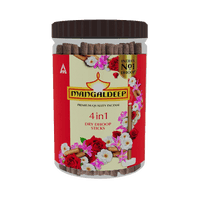 Mangaldeep Bamboless Dry Dhoop Sticks 4in1 Jar - sandal, rose, magical morning and modern musk fragrances (200 gms)