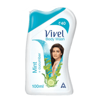 Vivel Body Wash, Mint & Cucumber Shower Creme, Cooling and Moisturising, For soft and smooth skin, High Foaming Formula, 100ml, For women and men