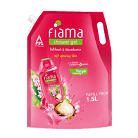 Fiama Shower Gel Patchouli & Macadamia, Body Wash with Skin Conditioners for Soft Glowing Skin, 1.5L pouch