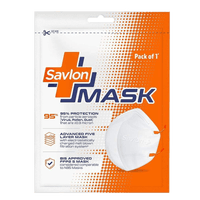 Savlon Mask - Small, Singles Pack, BIS Certified FFP2 S Mask (comparable to N95), Ear-loop,Grey (with adjustable slider)