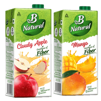 B Natural Mango Beverages, 1 litre + B Natural Apple Beverages, 1 litre - Goodness of fiber