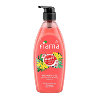 Fiama Happy Naturals shower gel, Plum blossom and ylang with 97% natural origin content with skin conditioners for moisturized skin, safe on sensitive skin, bodywash, 500ml bottle