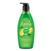 Fiama Happy Naturals shower gel, yuzu and bergamot with 97% natural origin content, skin conditioners for moisturized skin, safe on sensitive skin bodywash, 500ml bottle
