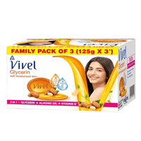 Vivel Glycerin Bathing Bar Soap for Soft Moisturized Skin with Pure Almond Oil & Vitamin E, Special Pack 125gx3 (Pack of 3)