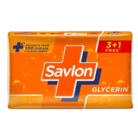 Savlon Moisturizing Glycerin soap bar (Buy 3 Get 1 -75g each) with germ protection