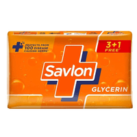Savlon Moisturizing Glycerin soap bar (Buy 3 Get 1 - 125g each) with germ protection