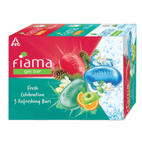 Fiama Gel Bathing Bar Fresh Celebration pack, with 3 unique gel bars, with skin conditioners for moisturized skin, 125g soap (Pack of 3)