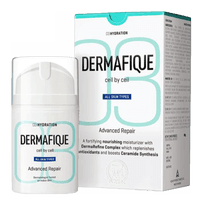 Dermafique Advanced Hydration Day Cream for All Skin Types, 10x Vitamin E, Face Moisturizer, with anti-oxidant protection and repair, for nourished plump glowing skin, Quick Absorption, Dermatologist Tested (50g)