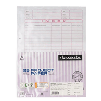 Classmate Project Paper,  28.0 cm x 22.0 cm,    Single Line,  Loose Sheets (Pack of 25 Loose Sheets)