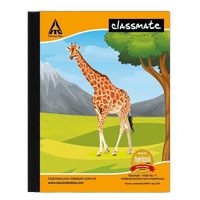 Classmate Notebook,  19.0 cm x 15.5 cm,  80 pages,  Four Lines Without Gap, Hard Cover