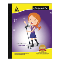 Classmate Notebook,  19.0 cm x 15.5 cm,  92 pages,  Maths Ruled, Hard Cover
