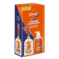 Savlon Powder to Liquid Handwash +  Empty bottle, Makes 200ml Liquid Germ Protection Handwash