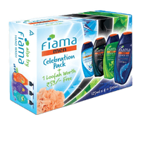 Fiama Men Celebration Pack + Free Loofah, 500ml (125mlx4)